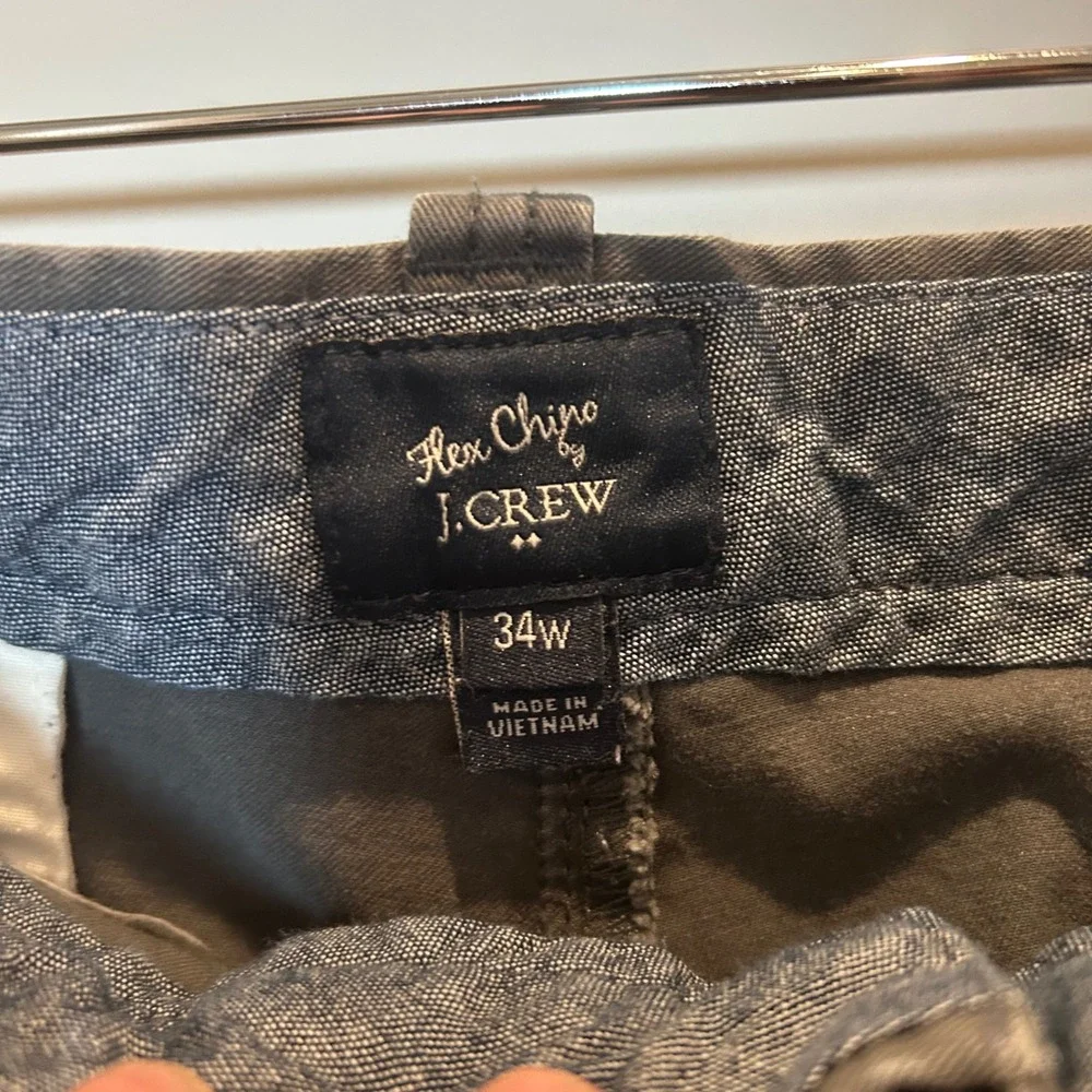 J Crew Flex Chino Shorts Mens 34W Gray Flat Front Casual Summer‎